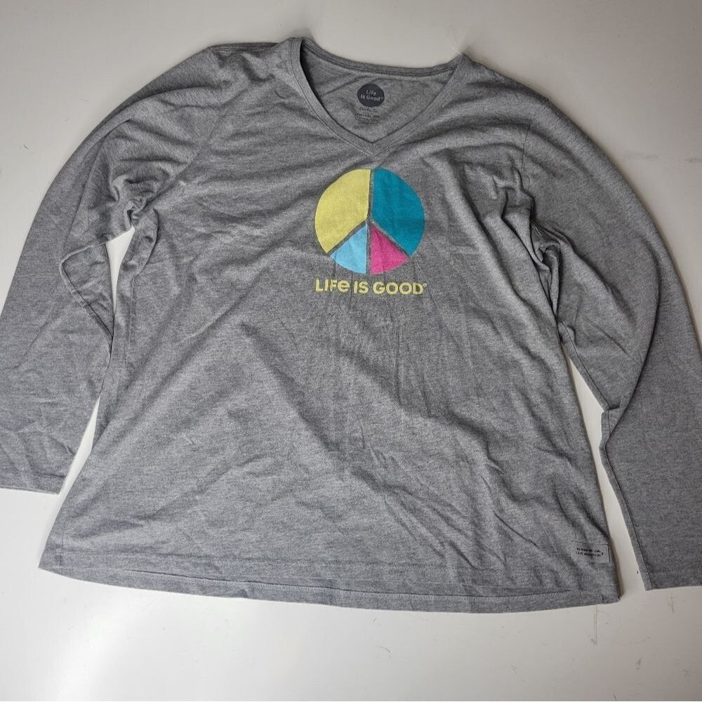 XXL PEACE LIFE IS GOOD LONG SLEEVE SIGN SOFT TSHIRT 1X 2X